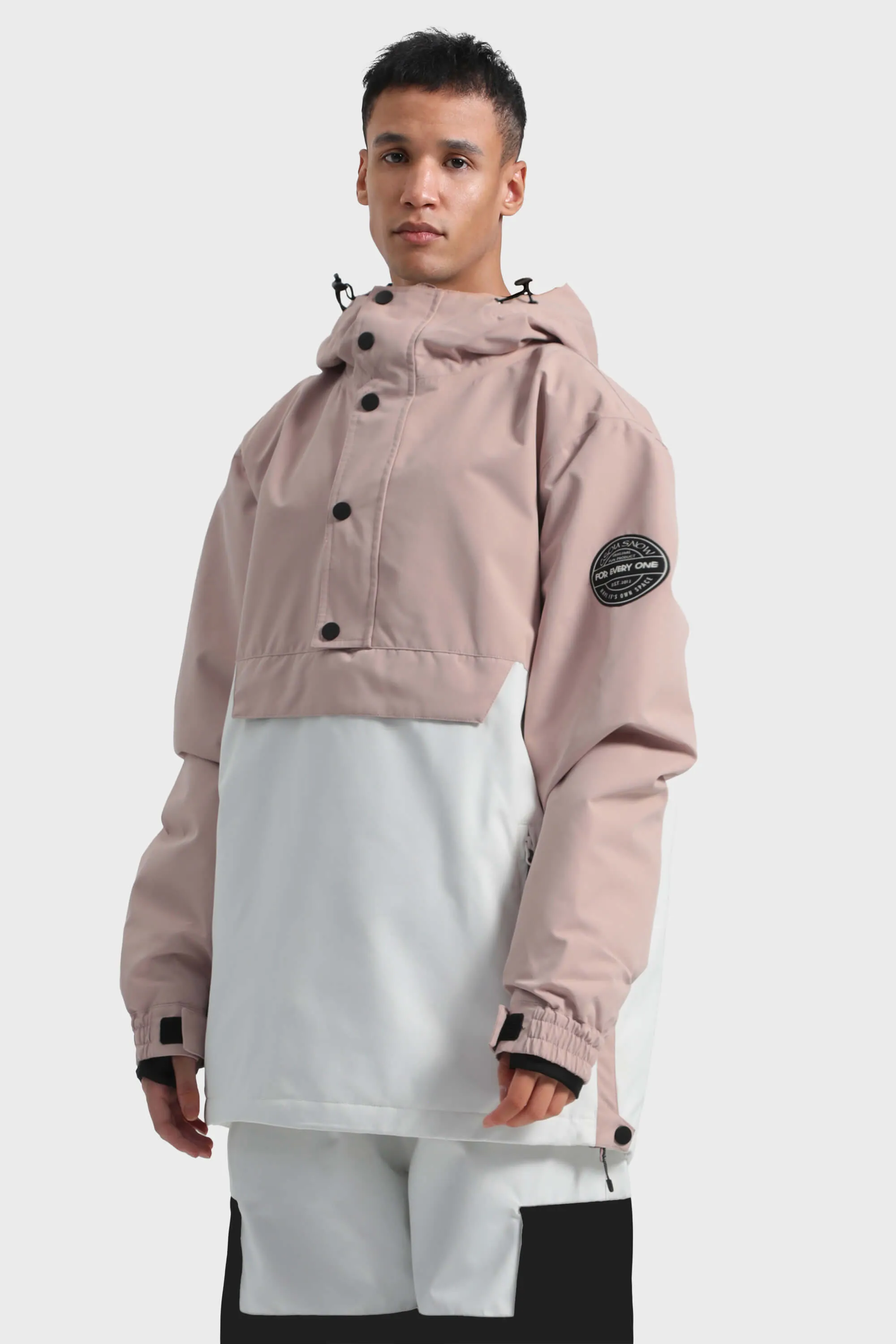 Men's Landscape Loose-Fit Multi-Snap Closure Waterproof Snow Anorak
