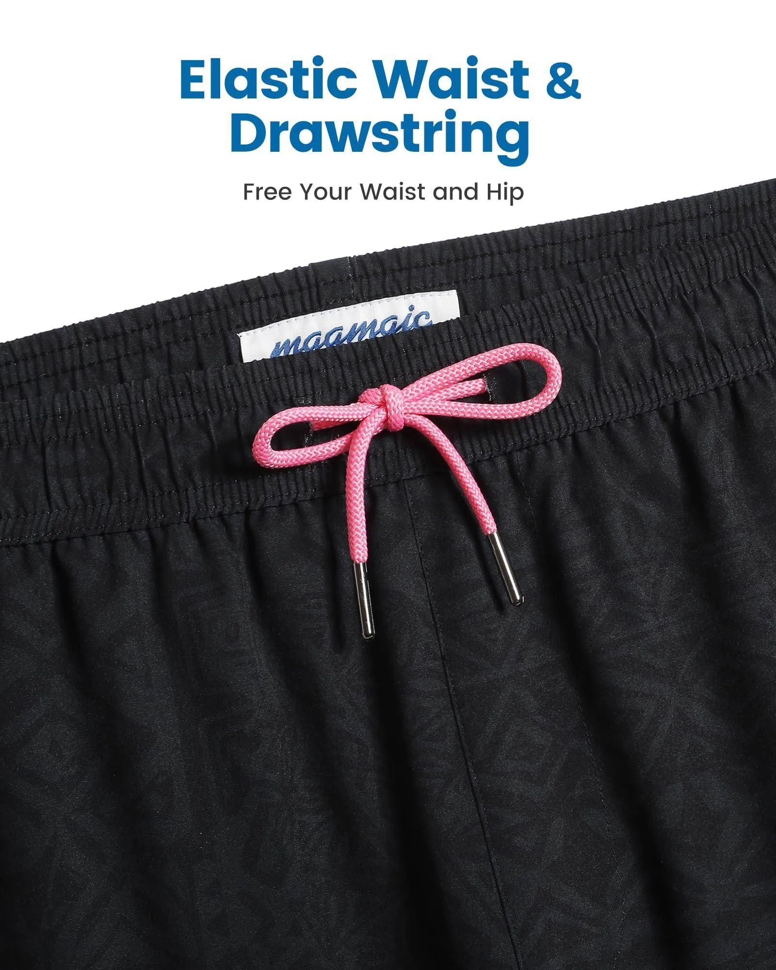 Mens Swim Trunks Compression Liner Quick Dry Zipper Pockets