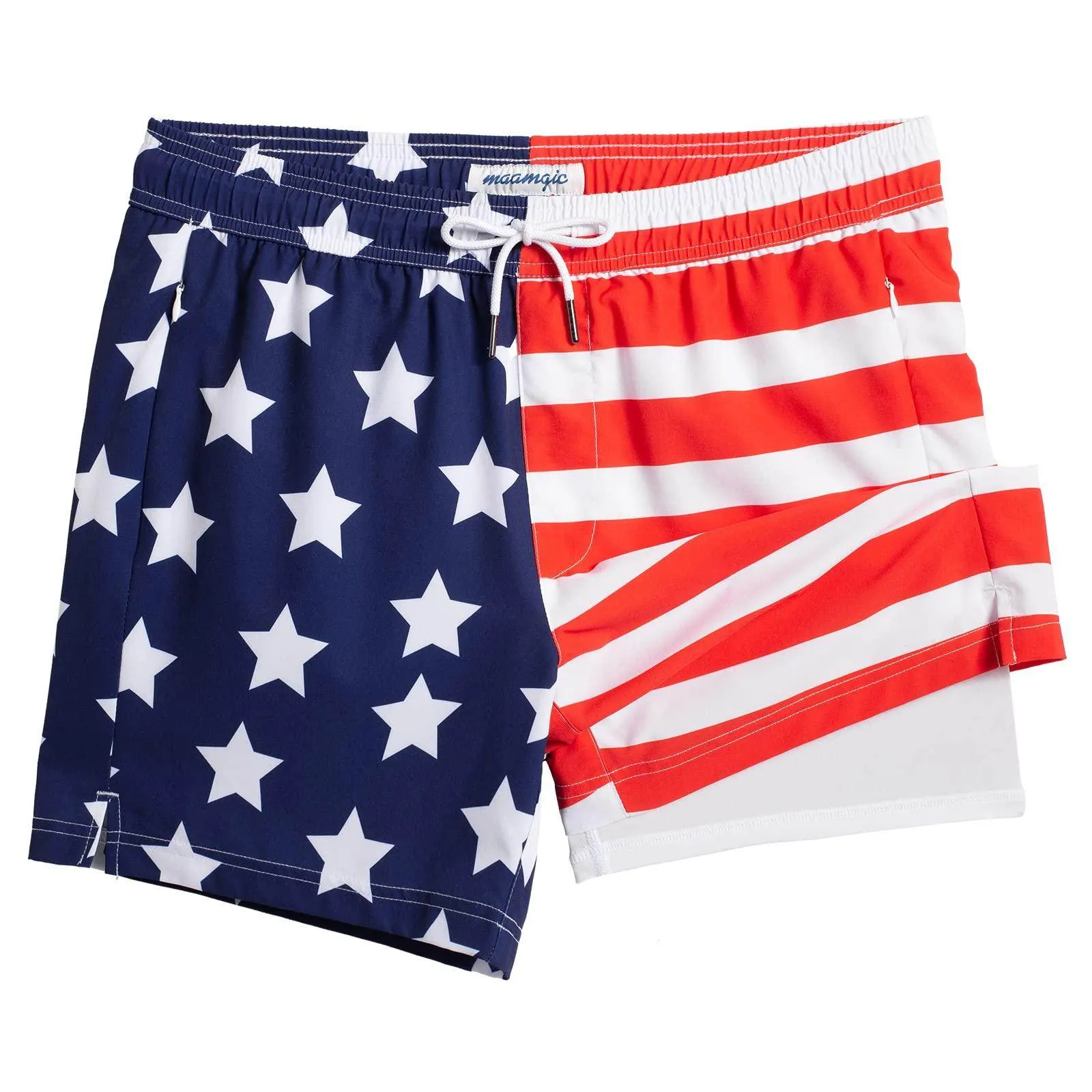 Mens Swim Trunks Compression Liner Quick Dry Zipper Pockets