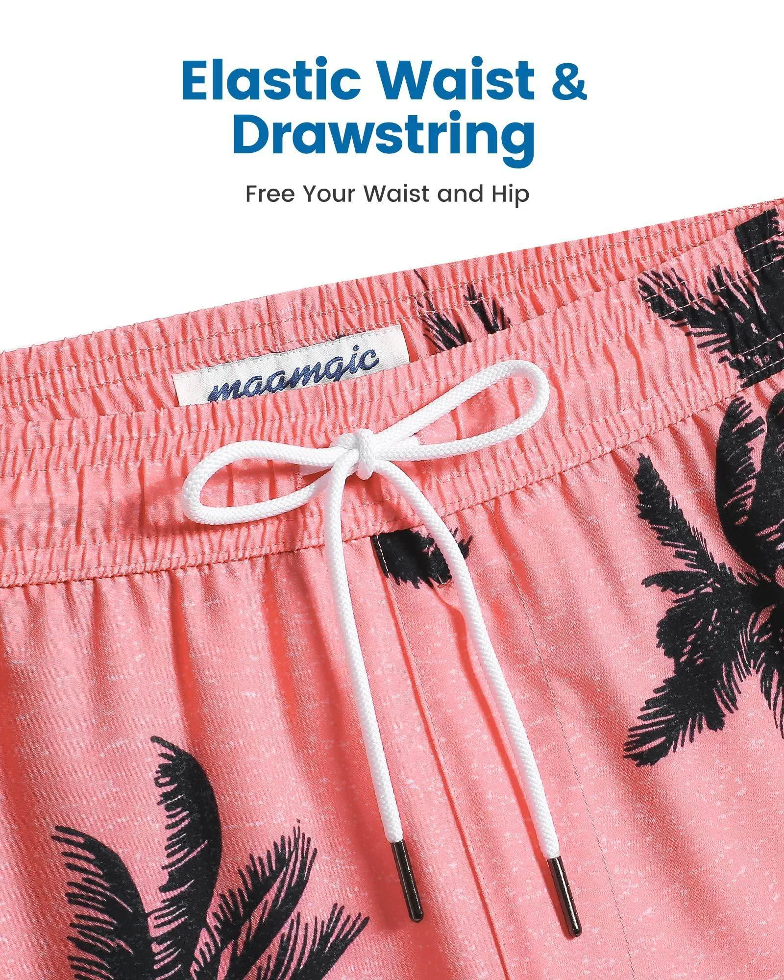 Mens Swim Trunks Compression Liner Quick Dry Zipper Pockets
