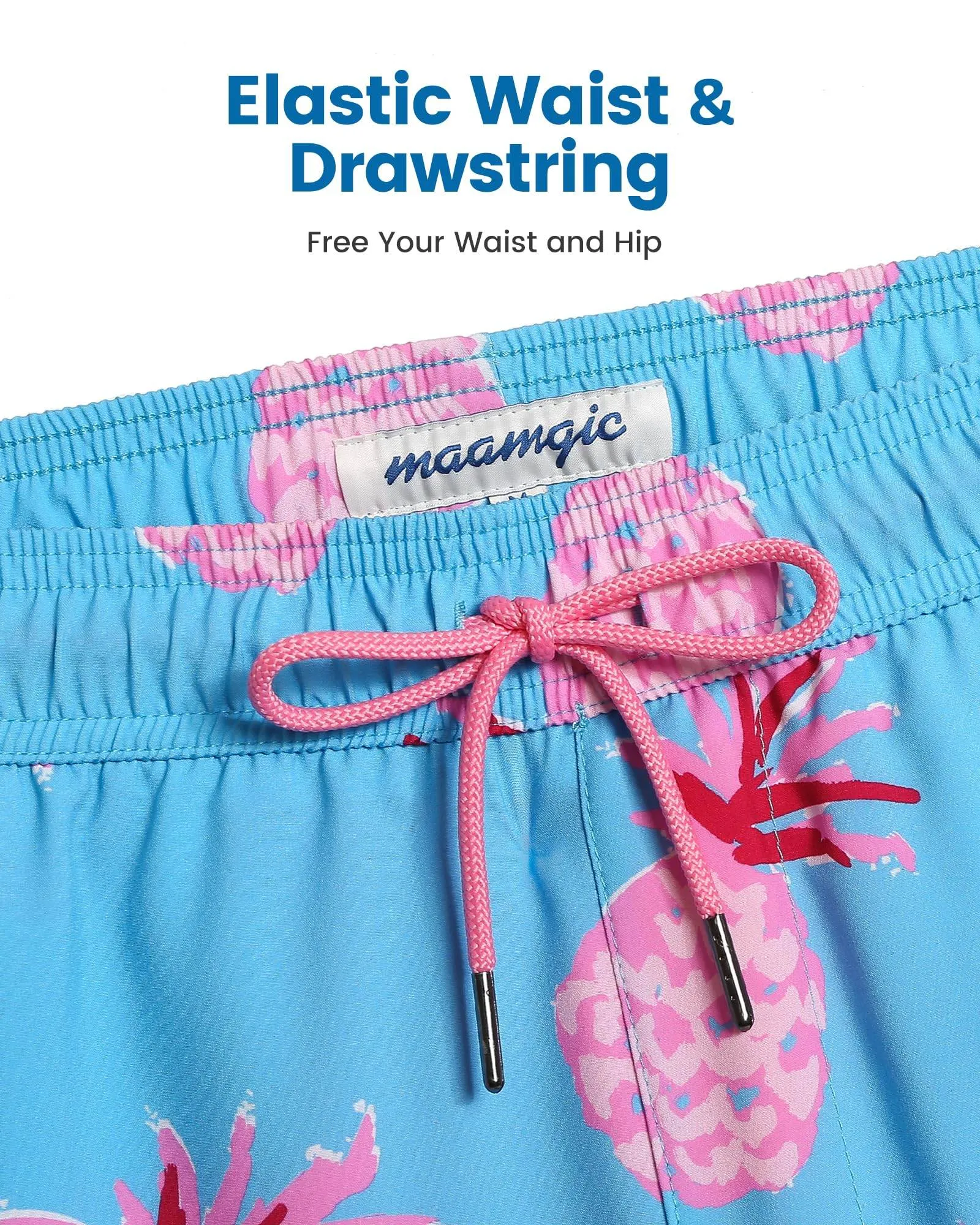 Mens Swim Trunks Compression Liner Quick Dry Zipper Pockets