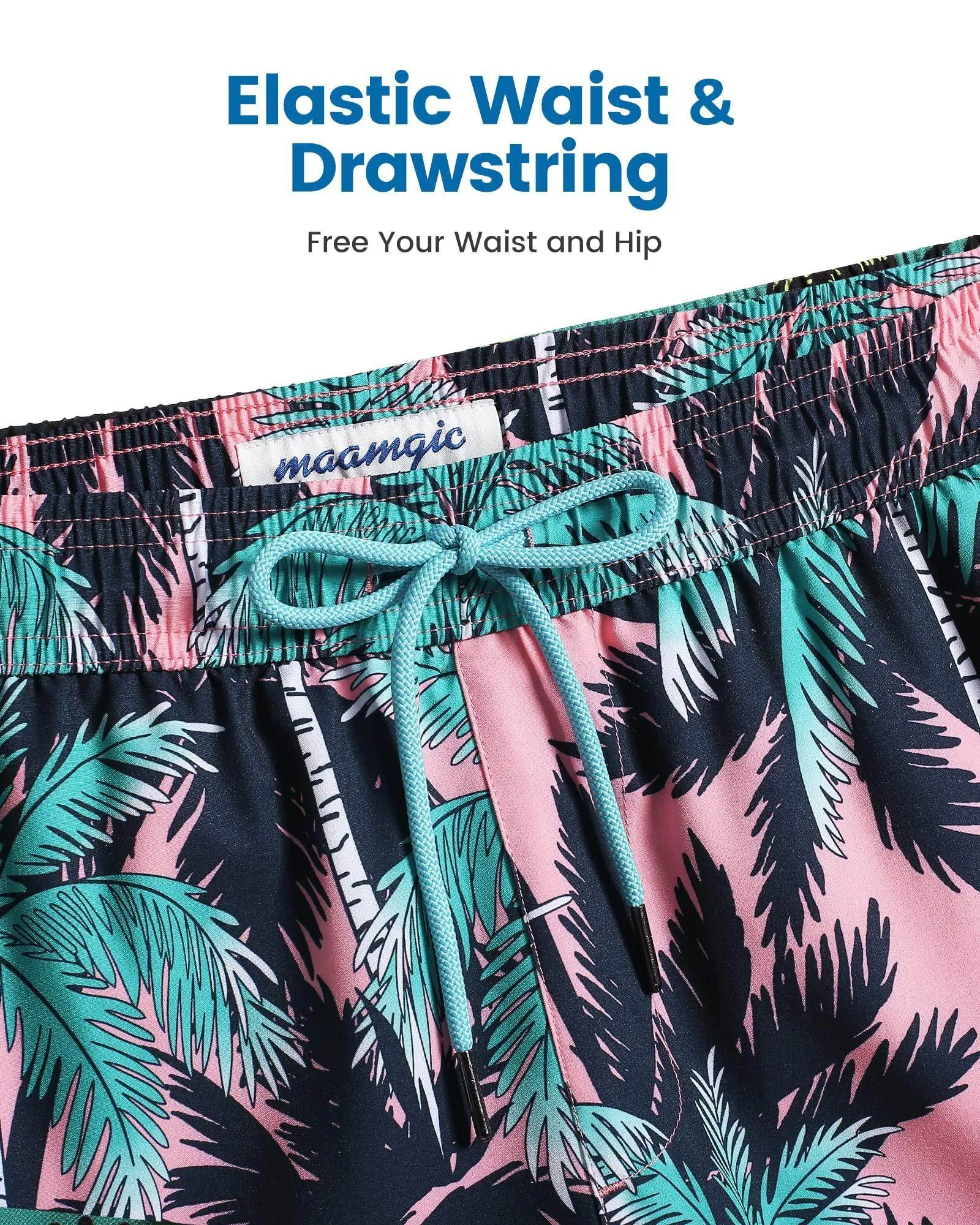 Mens Swim Trunks Compression Liner Quick Dry Zipper Pockets