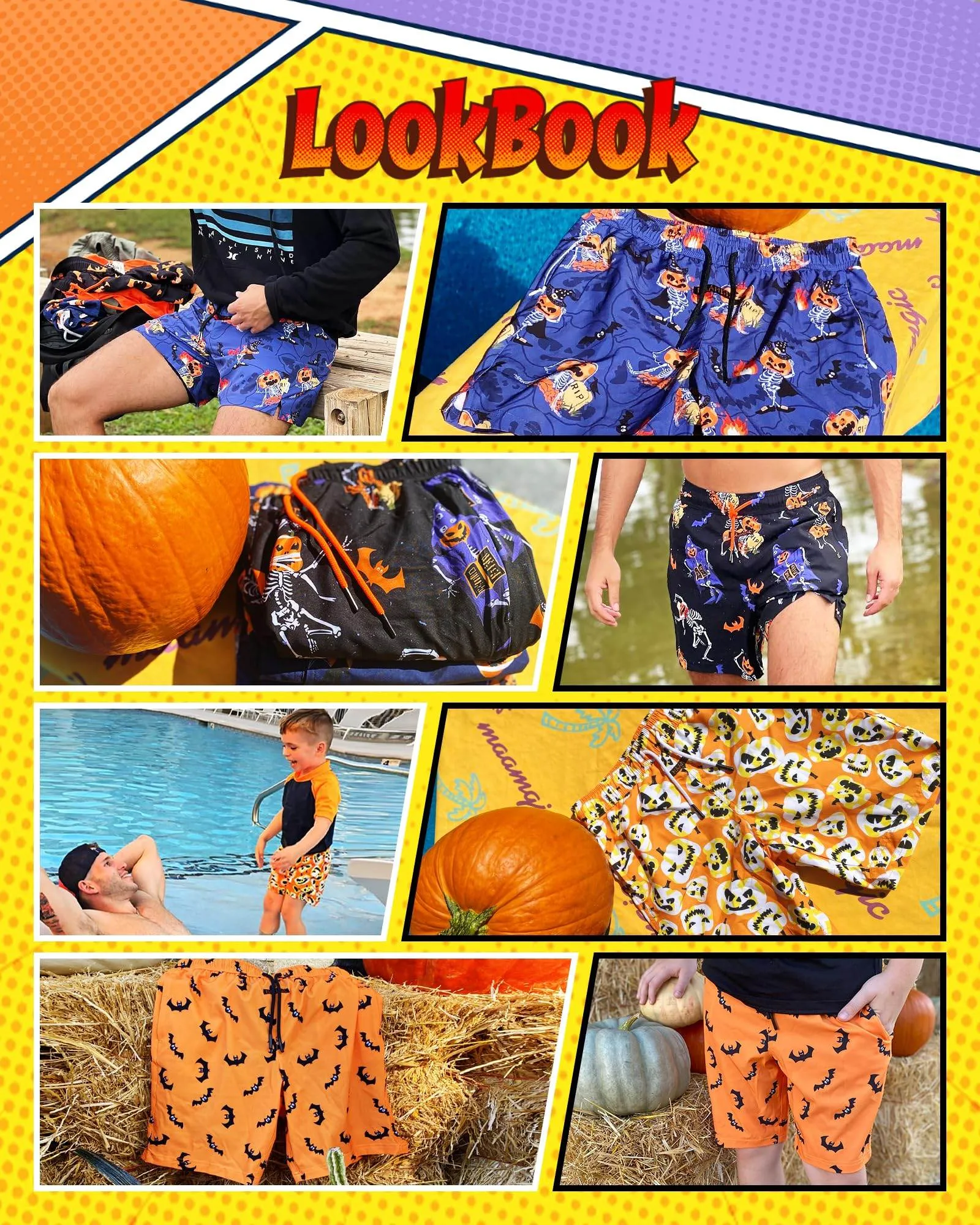 Mens Swim Trunks Compression Liner Quick Dry Zipper Pockets