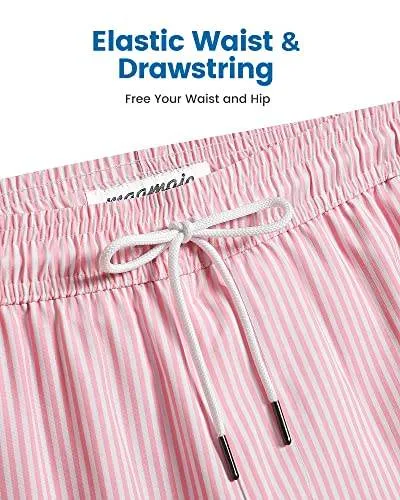 Mens Swim Trunks Compression Liner Quick Dry Zipper Pockets