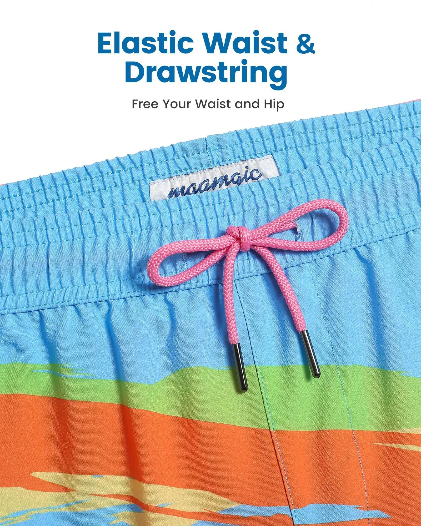 Mens Swim Trunks Compression Liner Quick Dry Zipper Pockets