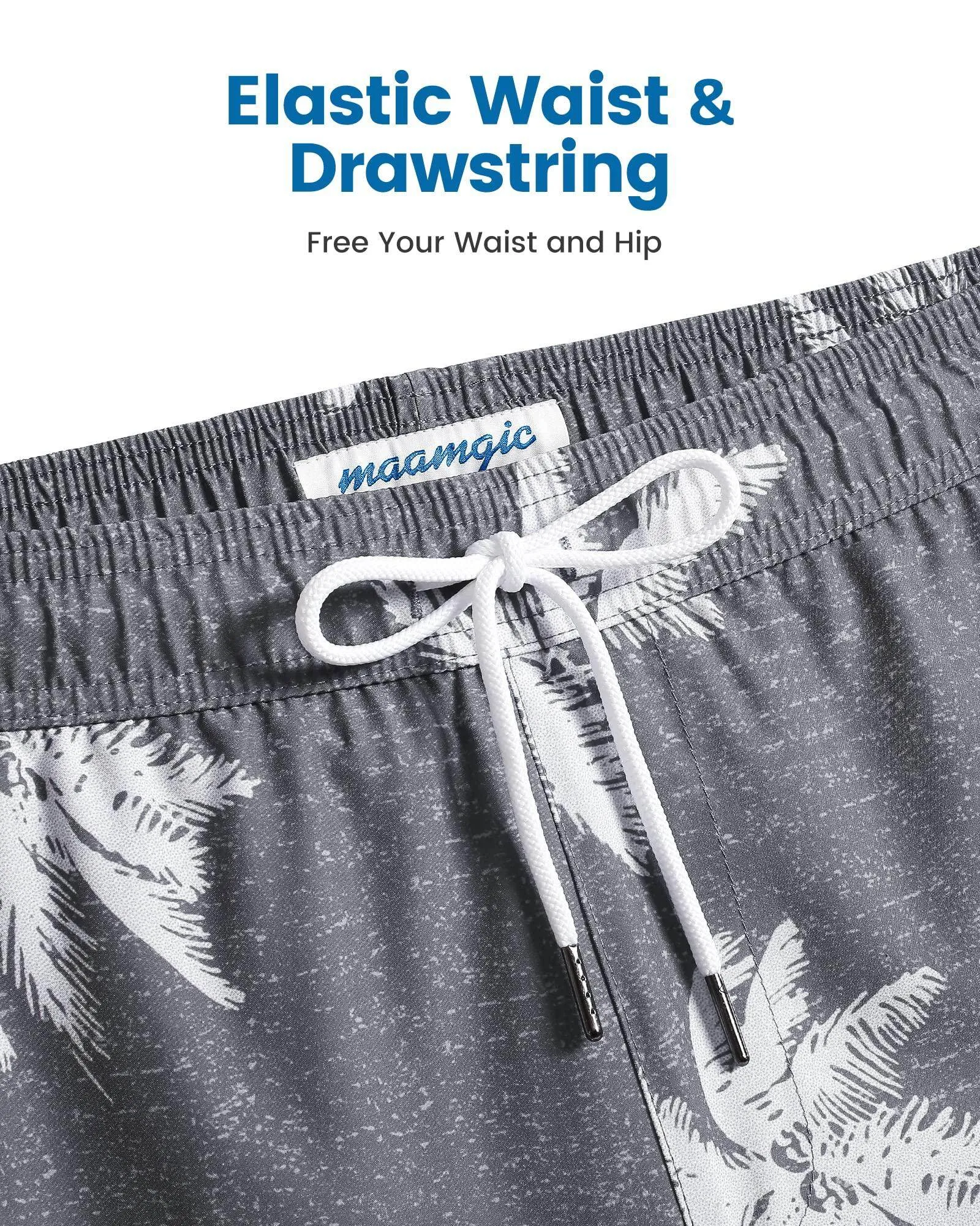 Mens Swim Trunks Compression Liner Quick Dry Zipper Pockets
