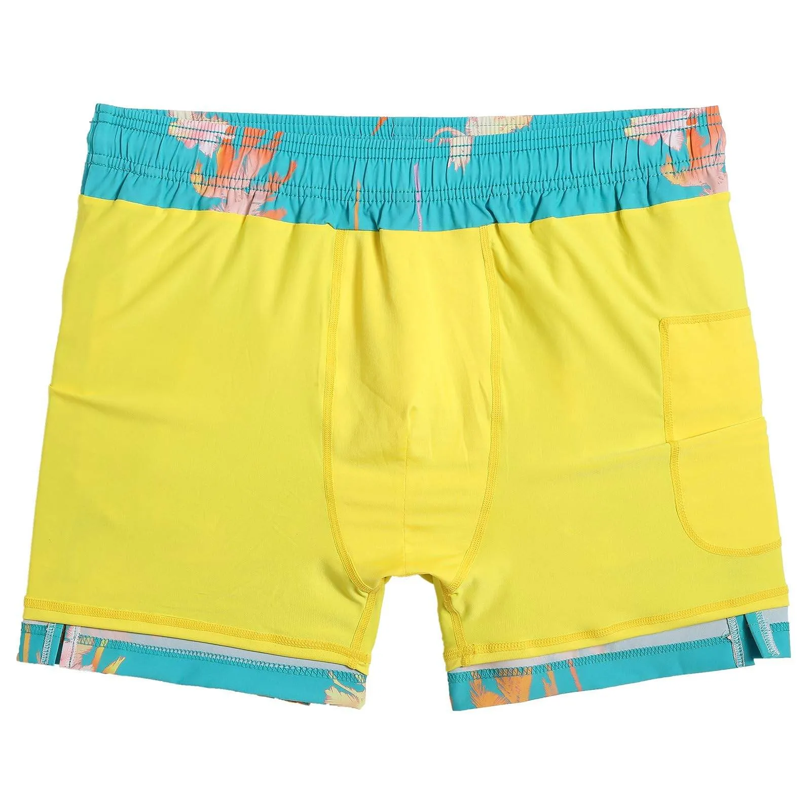 Mens Swim Trunks Compression Liner Quick Dry Zipper Pockets