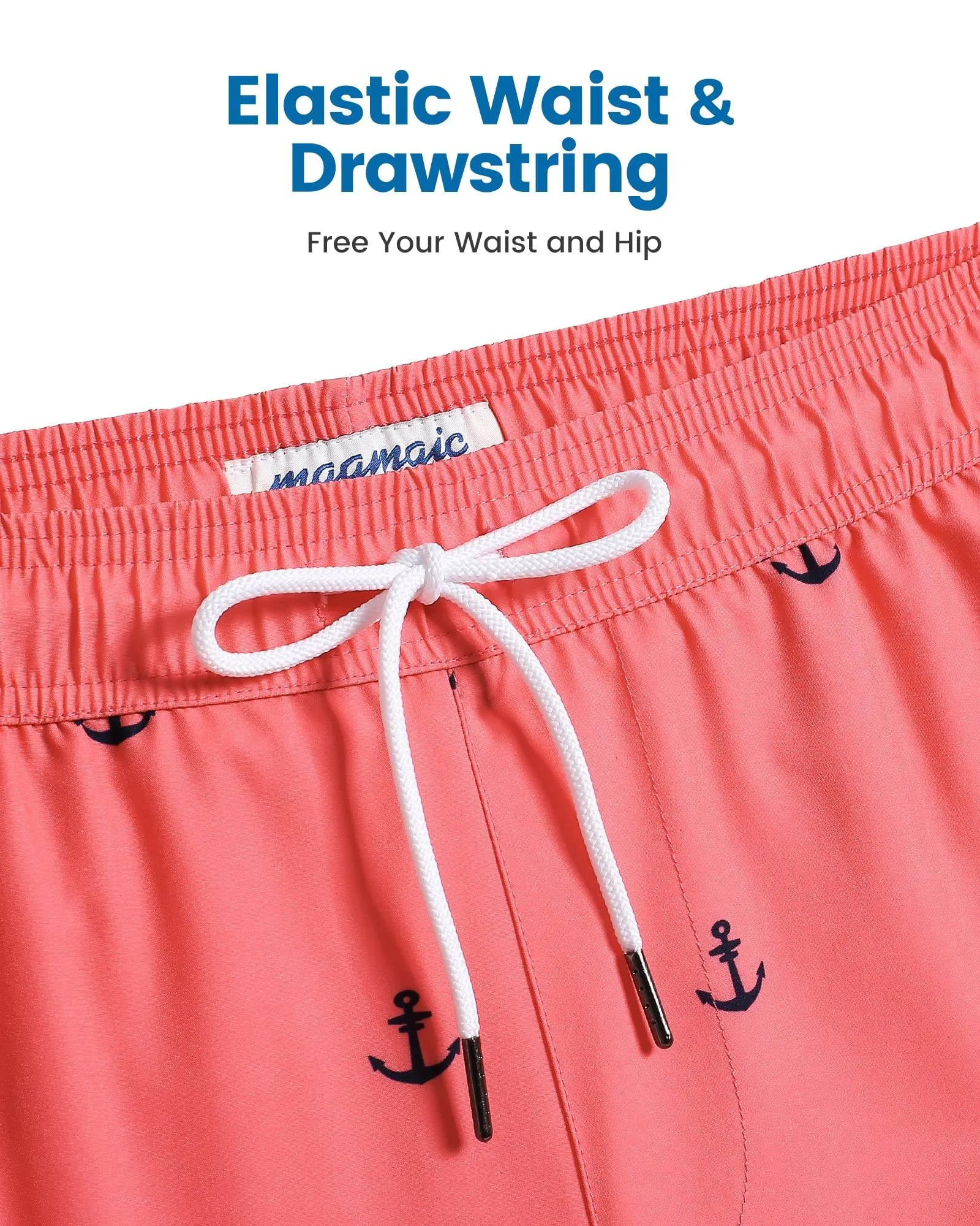 Mens Swim Trunks Compression Liner Quick Dry Zipper Pockets