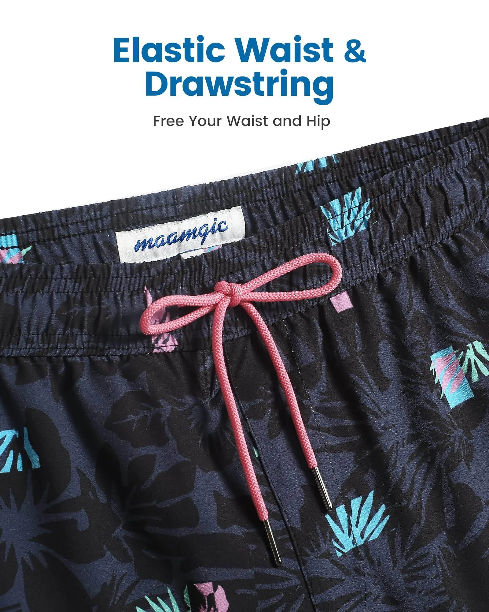 Mens Swim Trunks Compression Liner Quick Dry Zipper Pockets