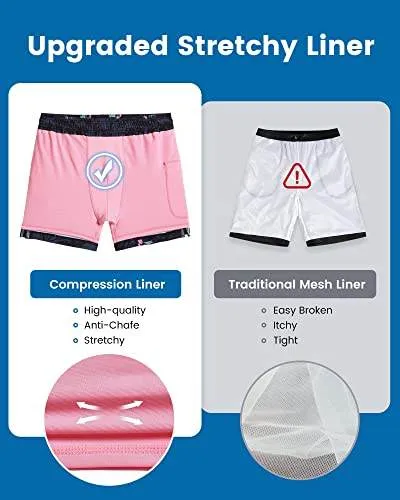 Mens Swim Trunks Compression Liner Quick Dry Zipper Pockets