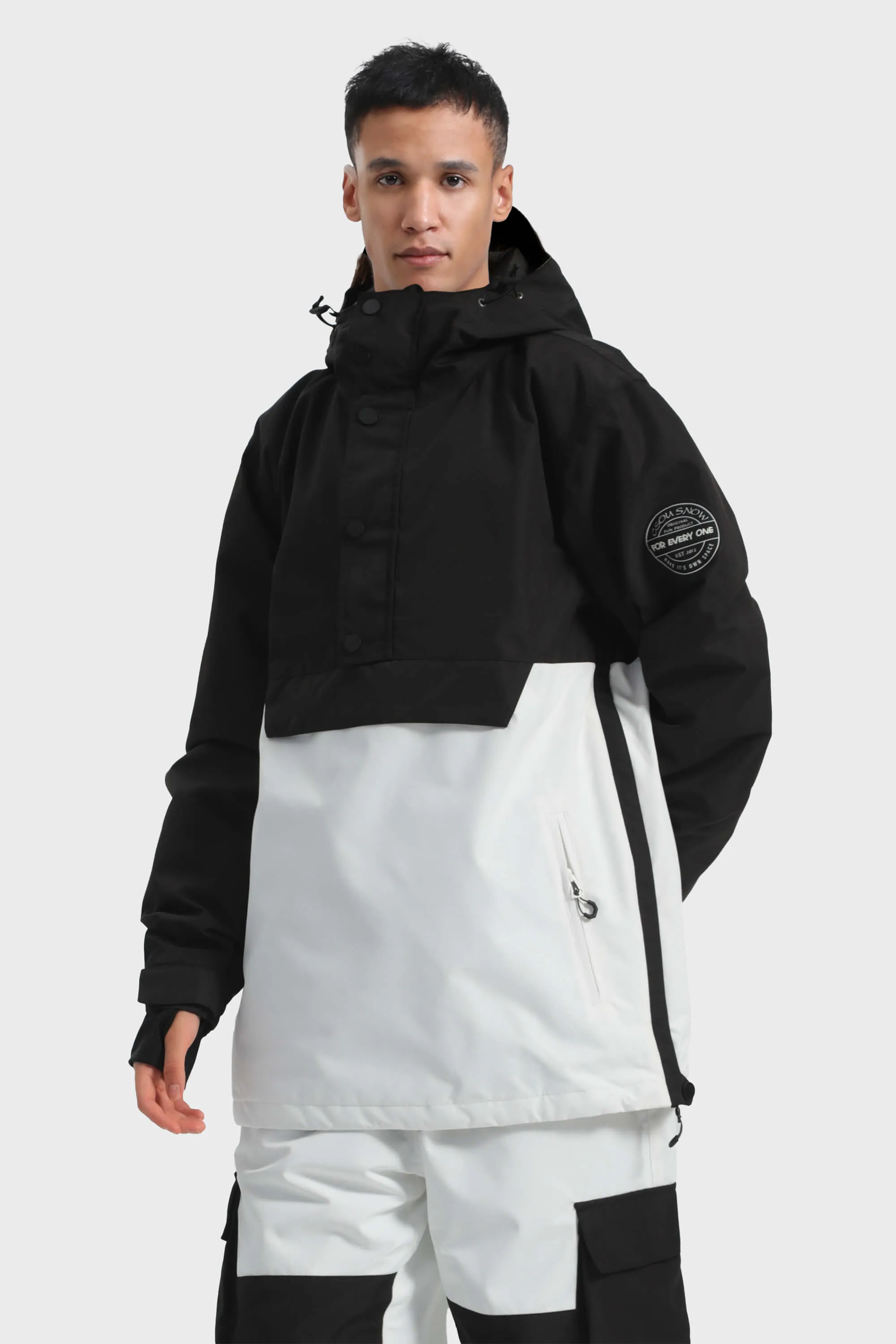Men's Tie-Dye Loose-Fit Multi-Snap Closure Waterproof Snow Anorak