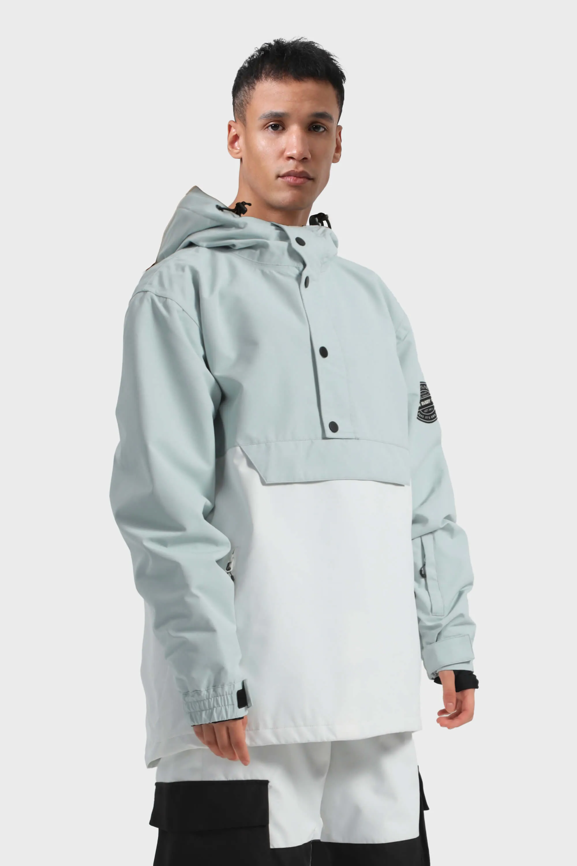 Men's Tie-Dye Loose-Fit Multi-Snap Closure Waterproof Snow Anorak