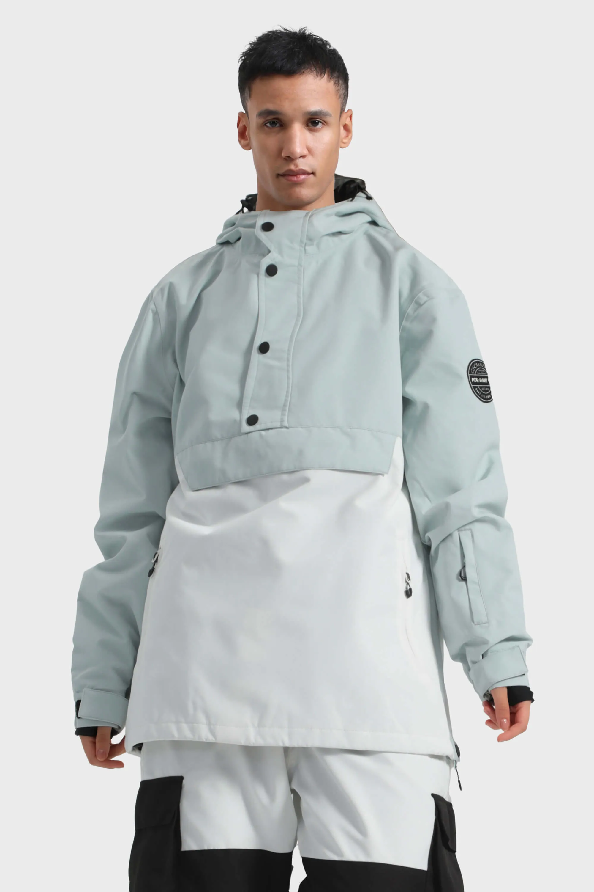 Men's Tie-Dye Loose-Fit Multi-Snap Closure Waterproof Snow Anorak