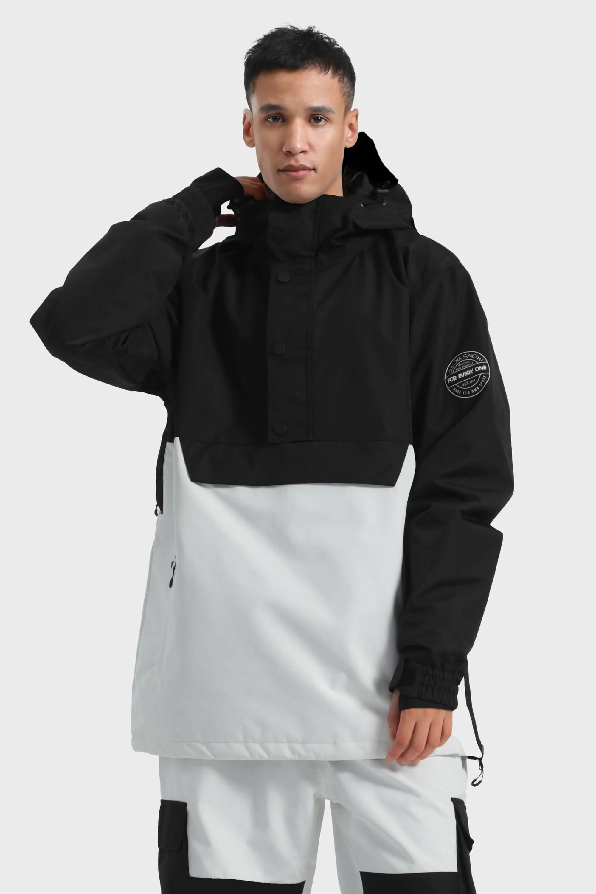 Men's Tie-Dye Loose-Fit Multi-Snap Closure Waterproof Snow Anorak