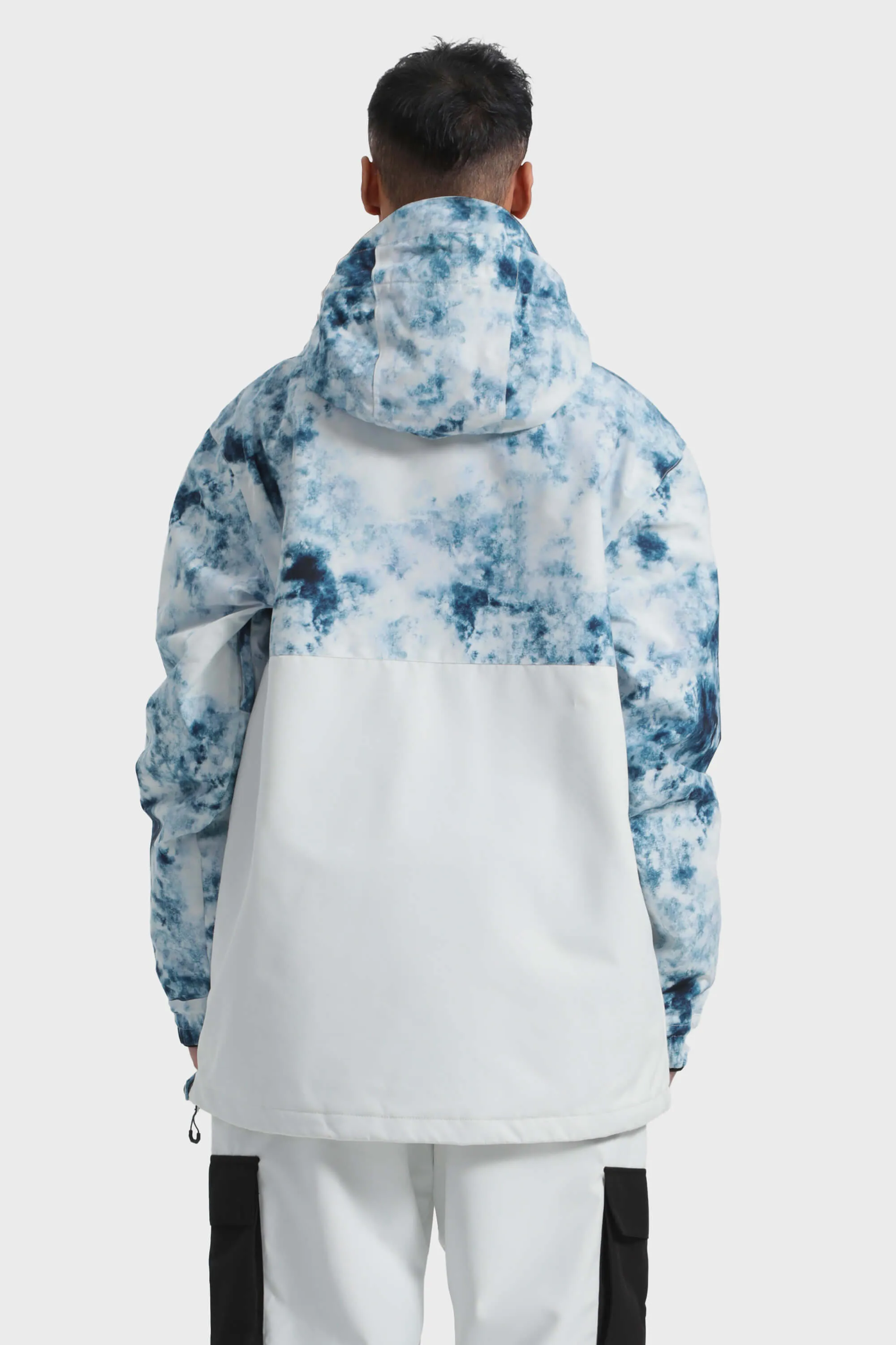 Men's Tie-Dye Loose-Fit Multi-Snap Closure Waterproof Snow Anorak
