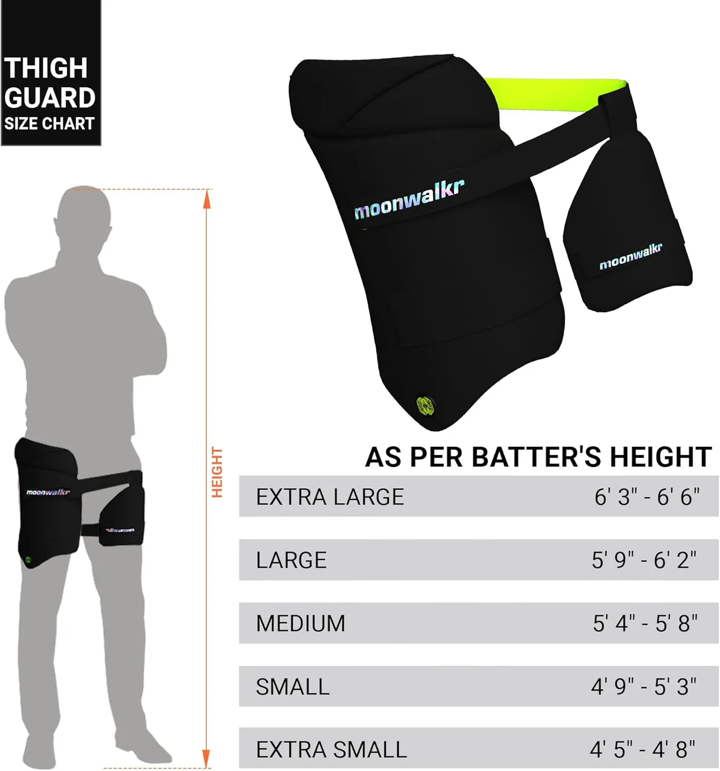 moonwalkr Thigh Guard 2.0 Cricket Batsman Black