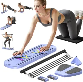MOVOVA Pilates Board, 2025 Pilates Reformer Set, 7-in-1 Fitness Board & Pilates Equipment Set with Ab Workout Equipment, Multifunctional Foldable Abdominal Board for Home Workout Equipment