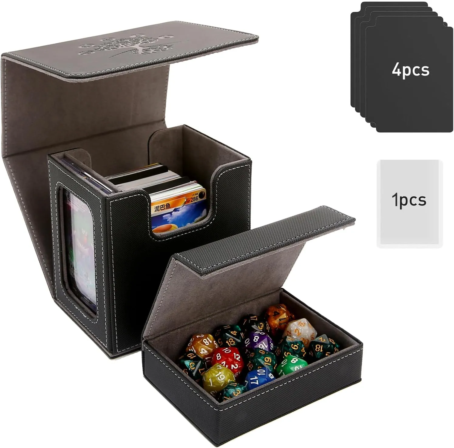 MTG Deck Box, MTG Commander Card Deck Box with Commander Display & Dice Tray Fits 380  Unsleeved Cards for TCG CCG Magic Cards with 4Dividers &1 Commander Display