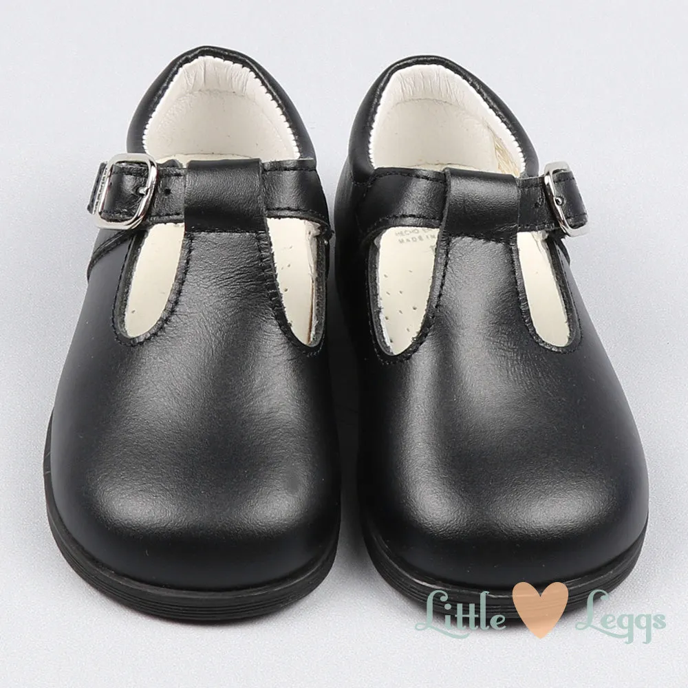 Navy Leather T-Bar Shoes