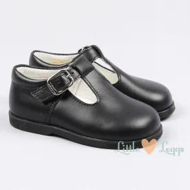 Navy Leather T-Bar Shoes