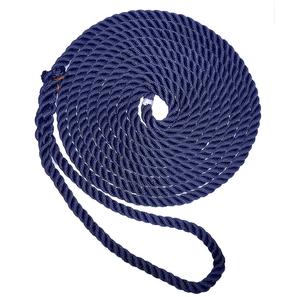 New England Ropes 5/8" Premium 3-Strand Dock Line - Navy Blue - 15