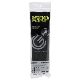 NSI PowerGRP 11”, Black General Purpose 50lb Cable Ties, 100 Pack (11", Black)