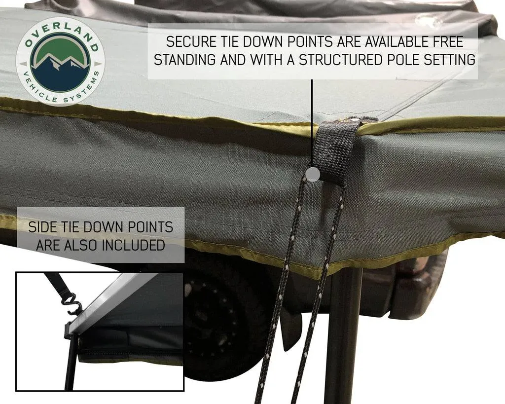 Overland Vehicle Systems Nomadic Awning 180 - Dark Gray Cover With Black Transit Cover & Brackets | Universal