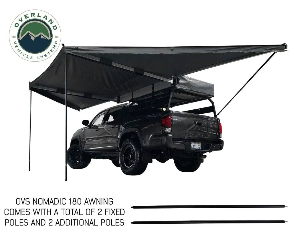 Overland Vehicle Systems Nomadic Awning 180 - Dark Gray Cover With Black Transit Cover & Brackets | Universal