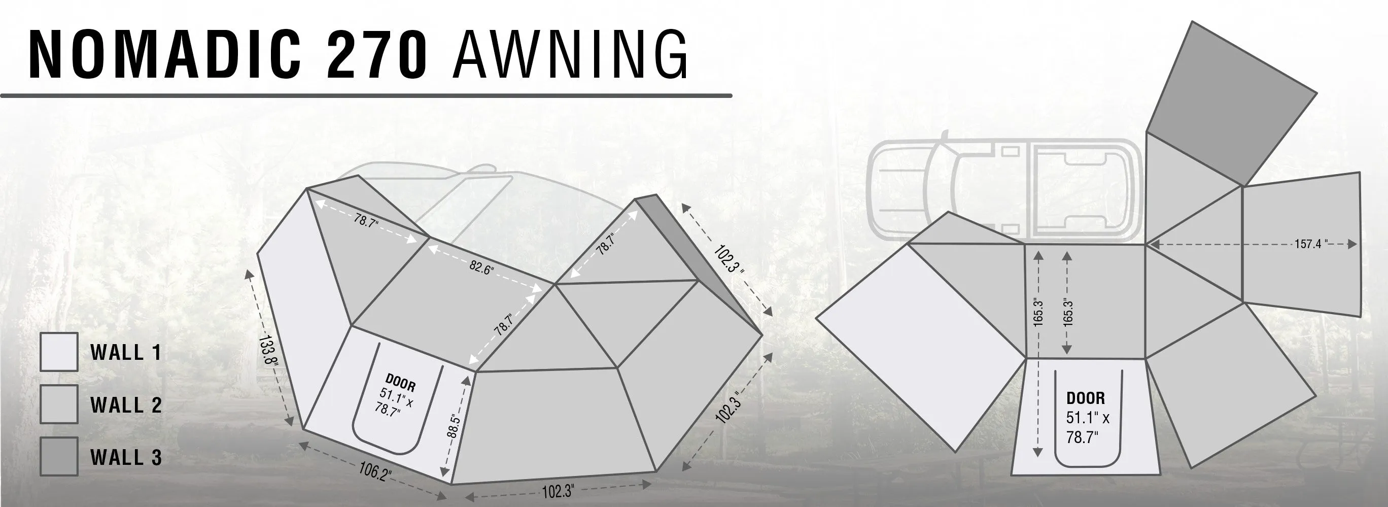 OVERLAND VEHICLE SYSTEMS | Nomadic Awning 270 Awning & Wall 1, 2, & 3, Mounting Brackets Driver Side (19539907)
