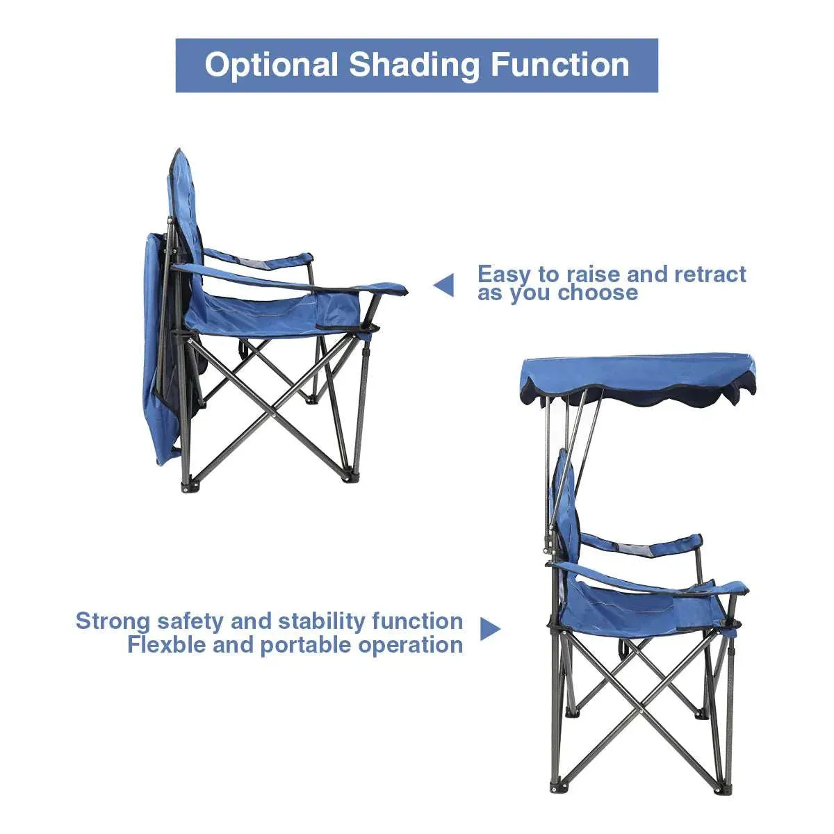 Oversized Folding Camping Chairs with Canopy Shade