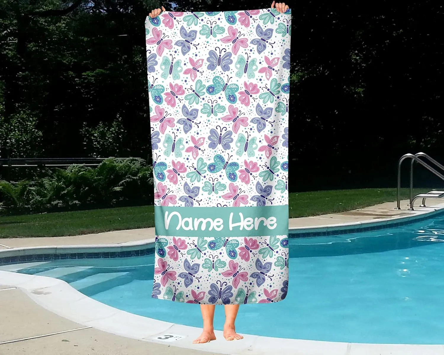 Personalized Butterfly Towel for Kids - Custom Travel Beach Pool and Bath Towels for Adults Toddler Baby Boys Girls Elsa (Beach Towel 35"x70")