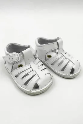 "Luis" White Leather Sandals