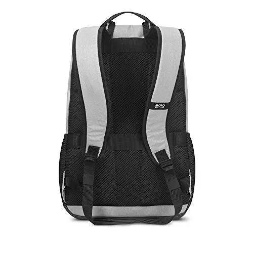 Solo Varsity Region Laptop Backpack for women and men. Fits 15.6-inch laptop and notebook perfect for business, travel, school and college - Grey