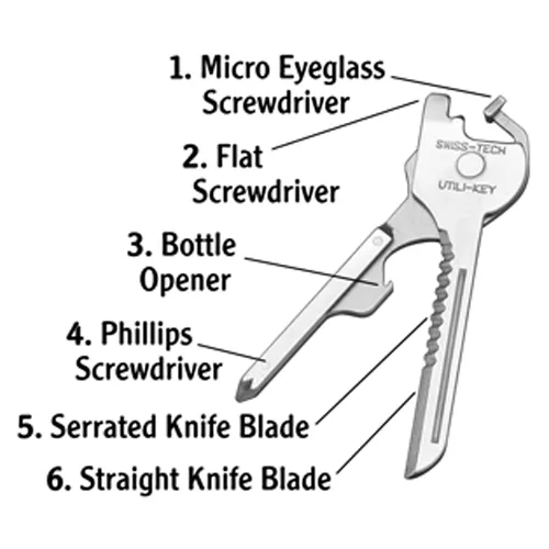 Swiss-Tech Utility Keychain Multitool (6-in-1)
