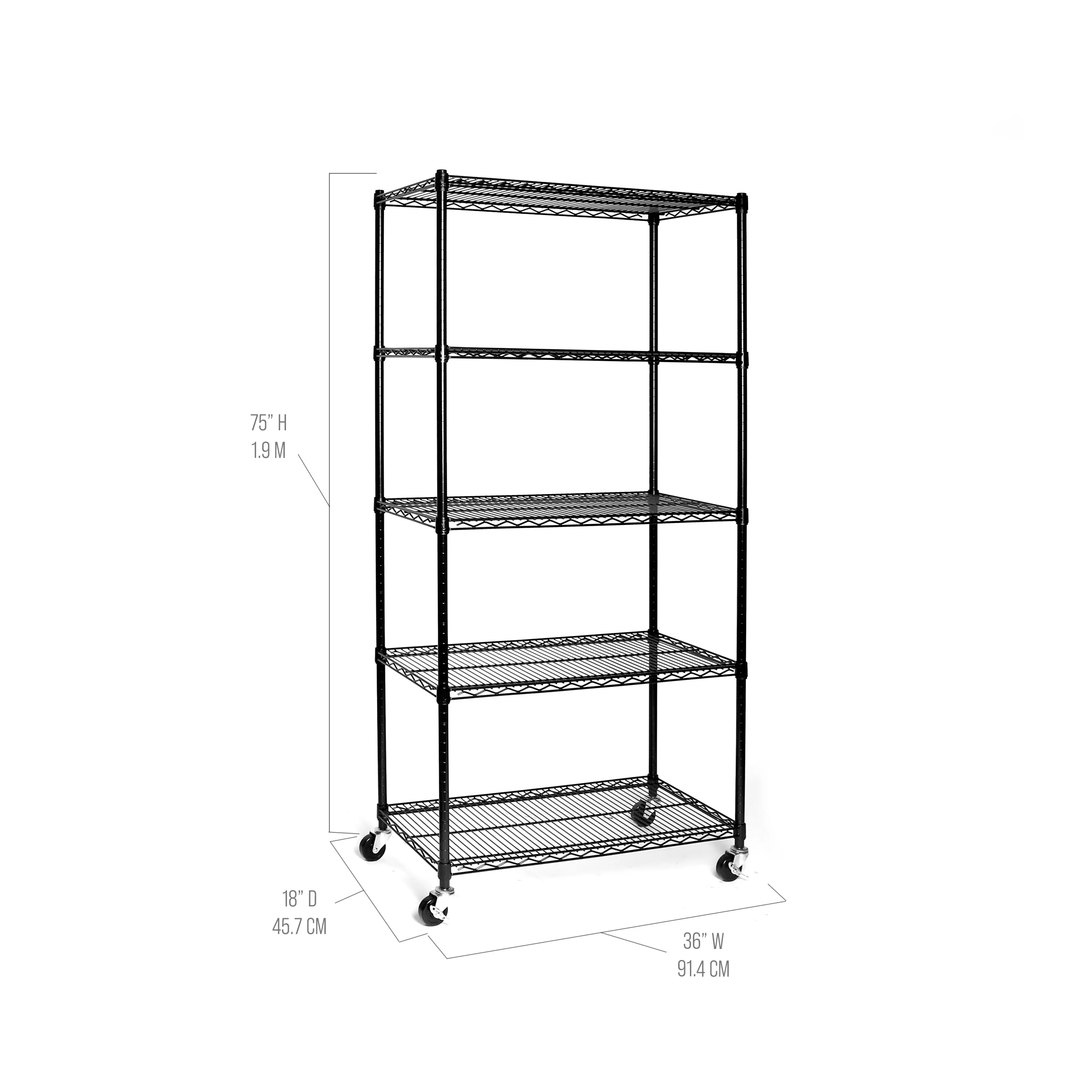 UltraDurable® 5-Tier NSF Steel Shelving, Black