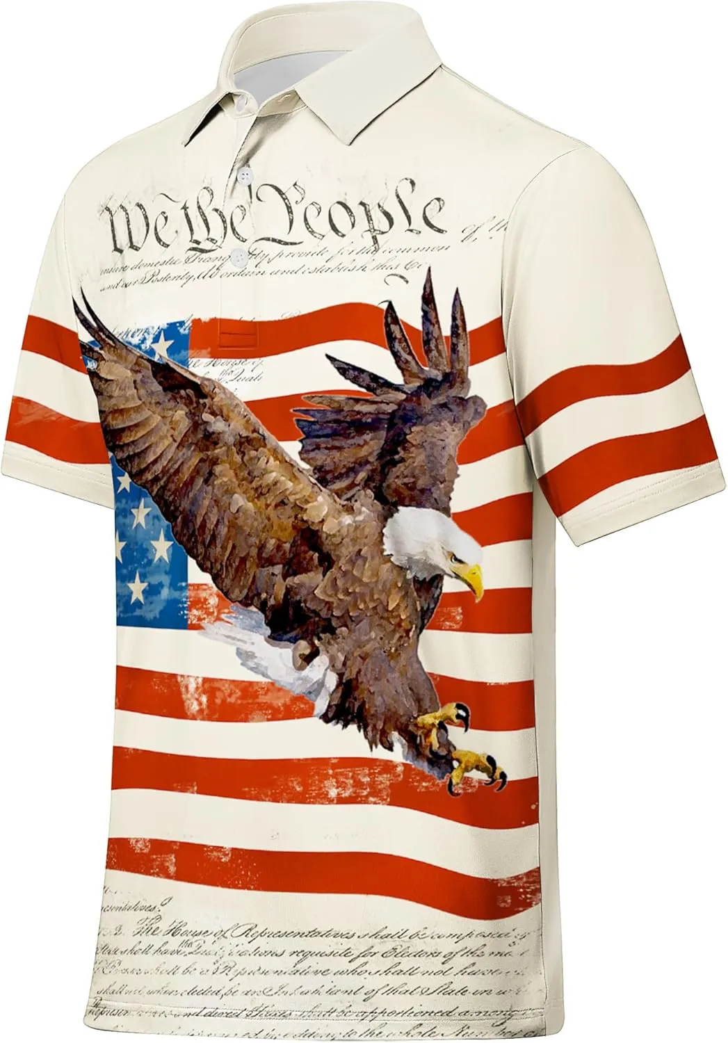 V VALANCH Mens American Falg Polo Shirts Short Sleeve Performance Patriotic Shirt Funny Golf Shirt