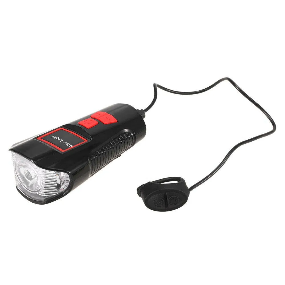 Waterproof Bicycle Headlight Rechargeable Cycling LED Front Light Bike Head Lamp With Loud Bell Warning Horn Light For MTB Road Bike