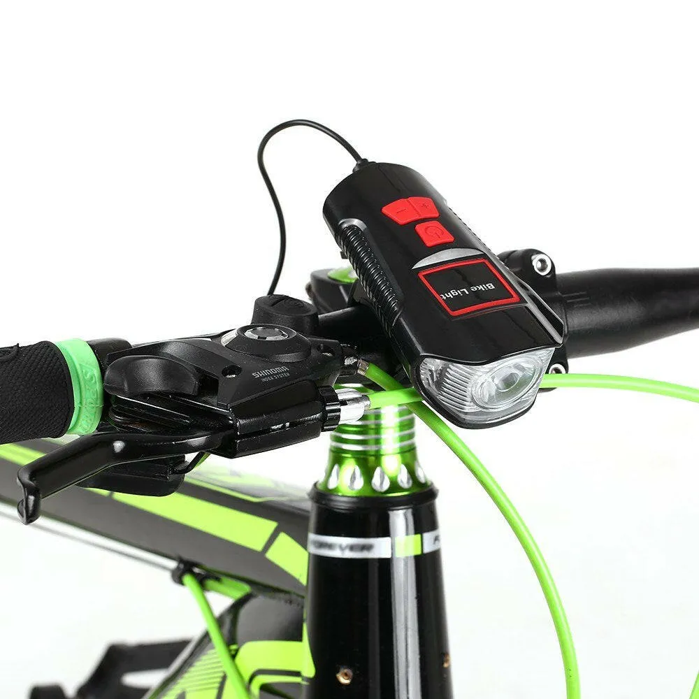 Waterproof Bicycle Headlight Rechargeable Cycling LED Front Light Bike Head Lamp With Loud Bell Warning Horn Light For MTB Road Bike
