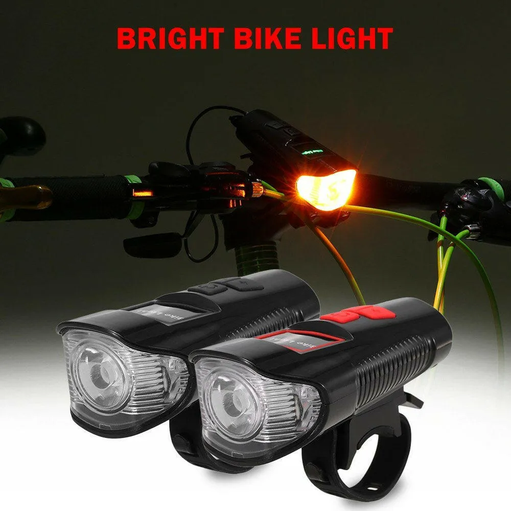 Waterproof Bicycle Headlight Rechargeable Cycling LED Front Light Bike Head Lamp With Loud Bell Warning Horn Light For MTB Road Bike