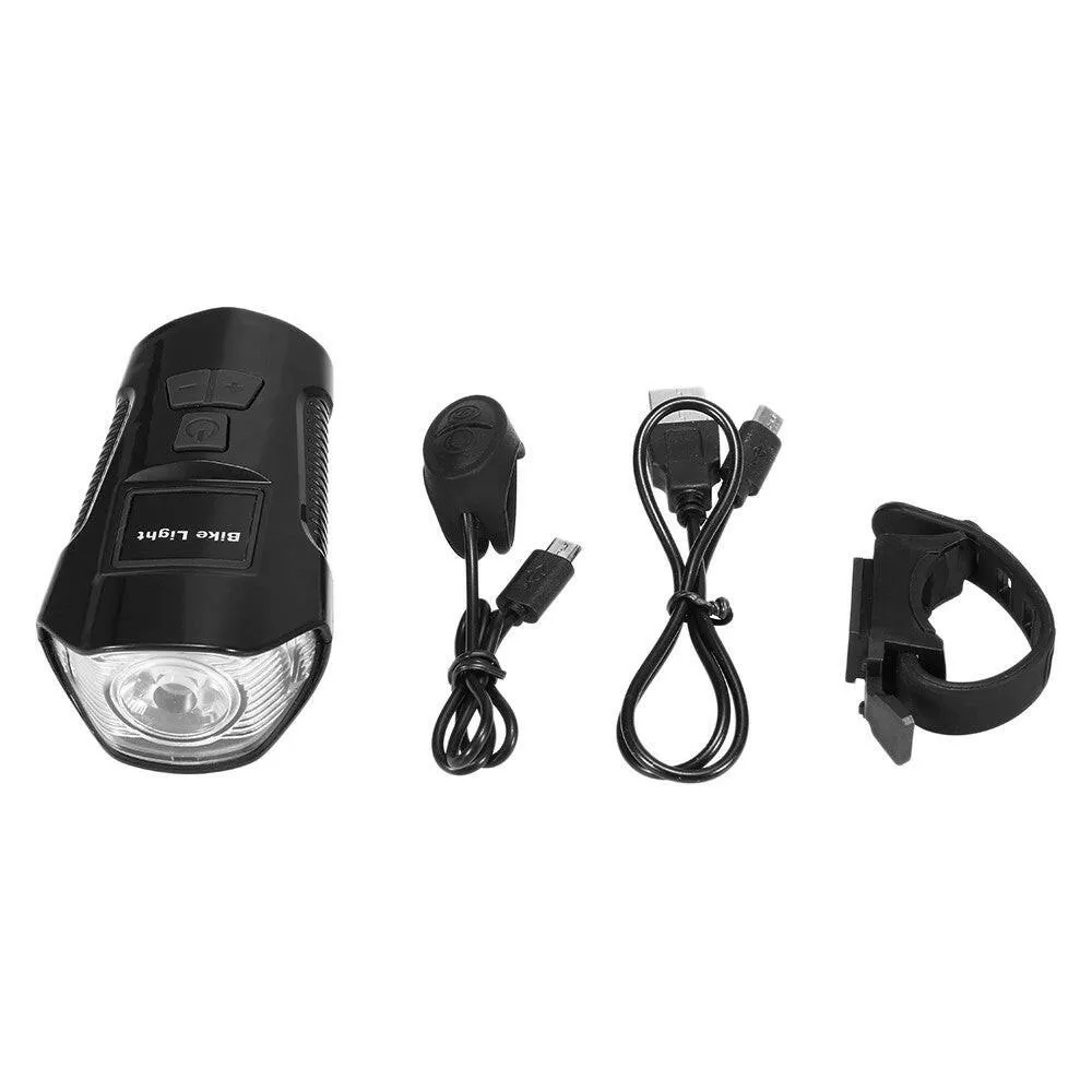 Waterproof Bicycle Headlight Rechargeable Cycling LED Front Light Bike Head Lamp With Loud Bell Warning Horn Light For MTB Road Bike