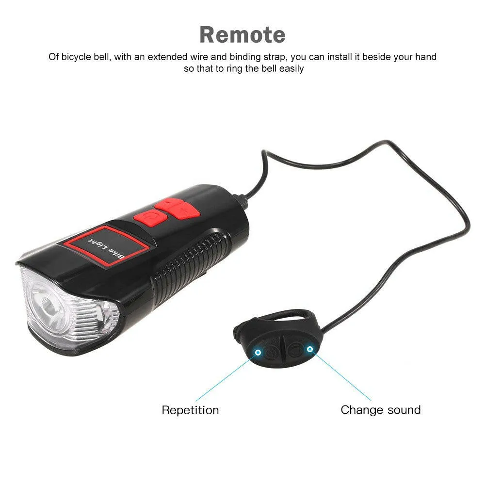 Waterproof Bicycle Headlight Rechargeable Cycling LED Front Light Bike Head Lamp With Loud Bell Warning Horn Light For MTB Road Bike