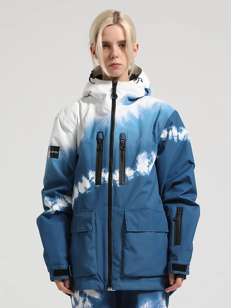 Women's Beige Fully Sealed Seam Two-Way Zipper Snow Jackets