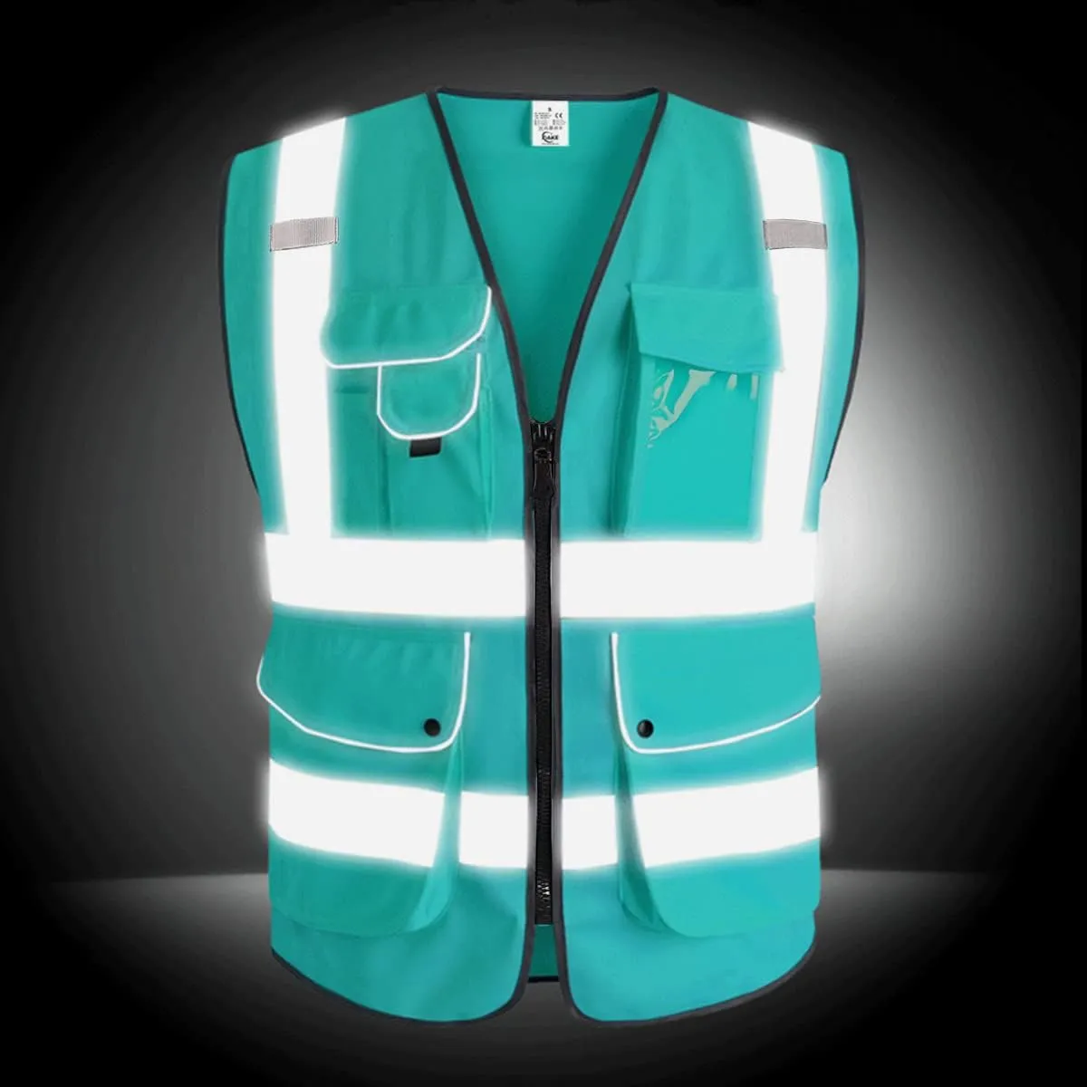 XIAKE 9 Pockets Class 2 High Visibility Reflective Safety Vest for Men Women Work Construction Vest