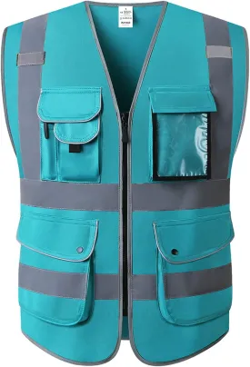 XIAKE 9 Pockets Class 2 High Visibility Reflective Safety Vest for Men Women Work Construction Vest