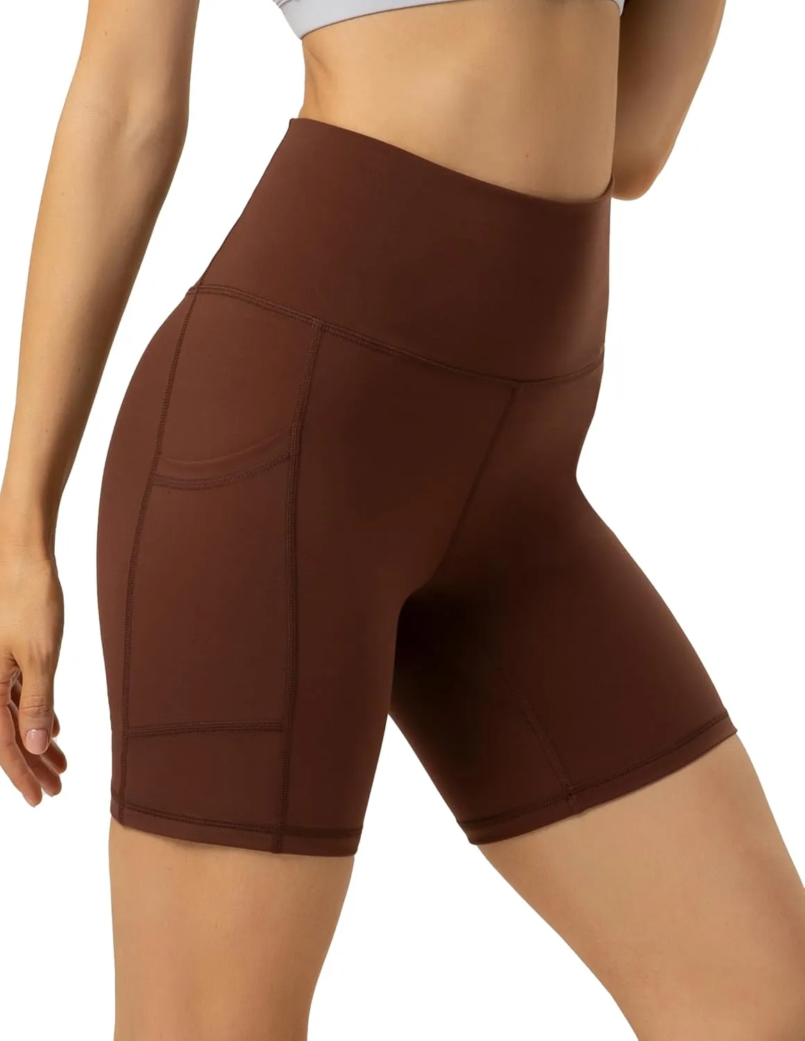 YUNOGA Womens High Waist Biker Shorts with Pockets 6"/8" Yoga Shorts Gym Workout Running Spandex Shorts